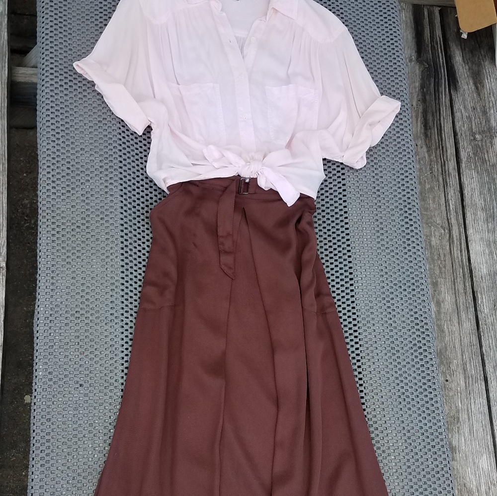 MAX STUDIO, Brown, A-Line MIDI Skirt